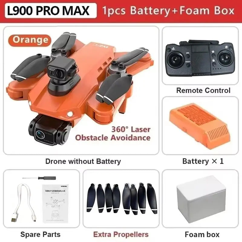 L900 Pro MAX GPS Drone 4K Professional HD Dual Camera 5G Wifi 360° Obstacle Avoidance Brushless Foldable Quadcopter RC Drone Toy