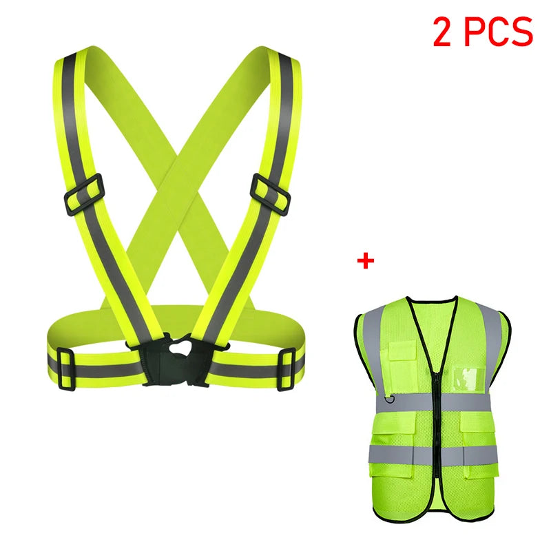 Outdoor Adjustable Safety Vests Night Walking Highlight Reflective Vest Lightweight Biking Safety Straps Waterproof Running Gear