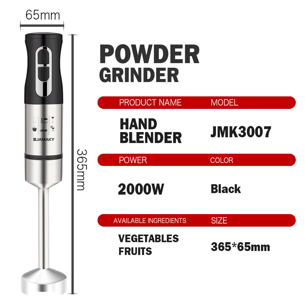 New 2000W High-power Blender Household Multifunctional Handheld Cooking Stick Small Baby Food Maker Meat Grinder Food Processor