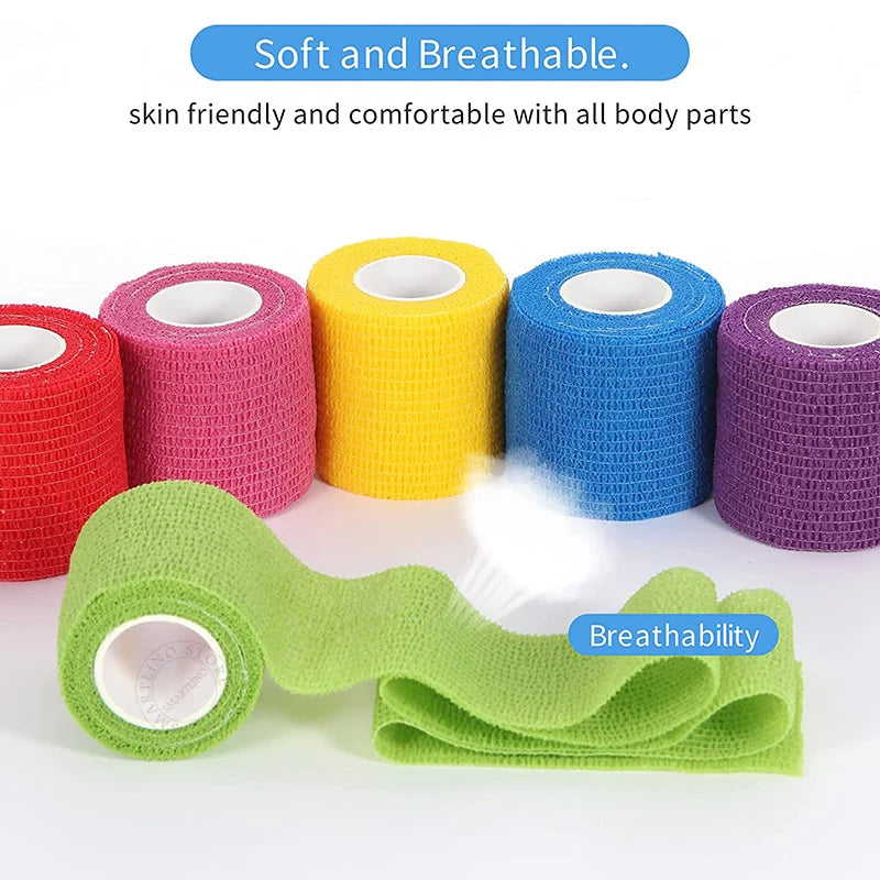 5Pcs Self Adhesive Elastic Bandage First Aid Kit Non-woven Fabric Tape Protective Gear Knee Elbow Support Injury Pad