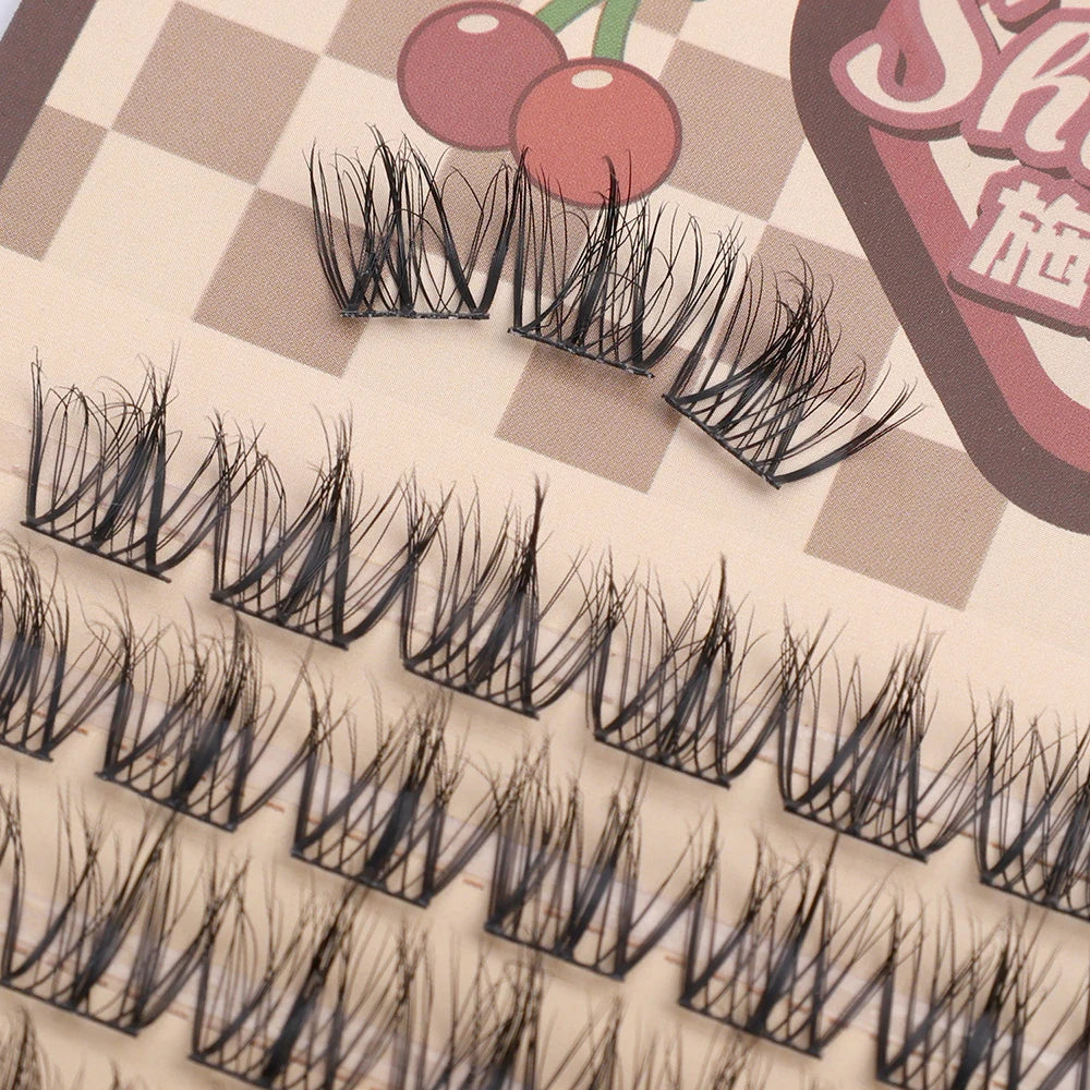 100pcs Individual Lashes Cluster 8-12mm Artificial Manga Eyelashes Extension 5D Natural Strands False Eyelash Clusters Tool