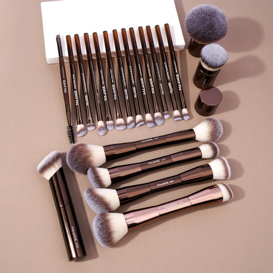 MAANGE 20pcs/set Pro Makeup Brushes Double Ended Foundation Concealers Blush Eye Shadows Brush for Liquid Cream Powder Blending