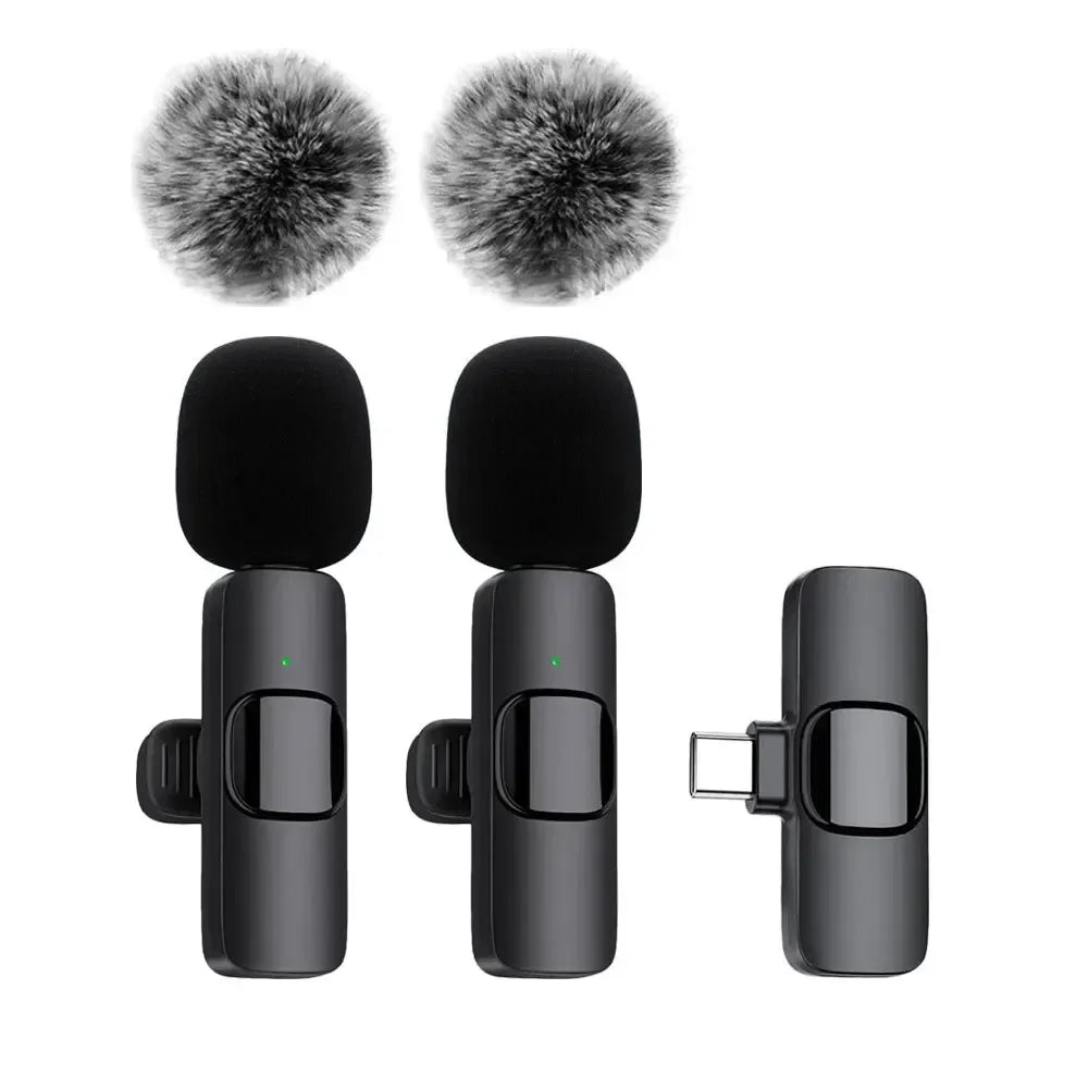 NEW Wireless Lavalier Microphone Mini Audio Video Recording Mic for IPhone Android Outdoor Tiktok Live Broadcast Interview Vlog