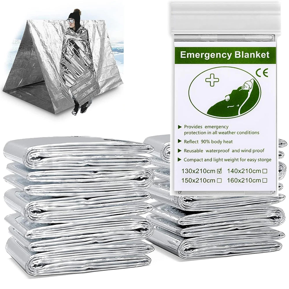 Emergency Mylar Thermal Blanket Foil Space Blanket Designed for NASA Body Warmer Outdoor First Aid Camping Hiking Travel