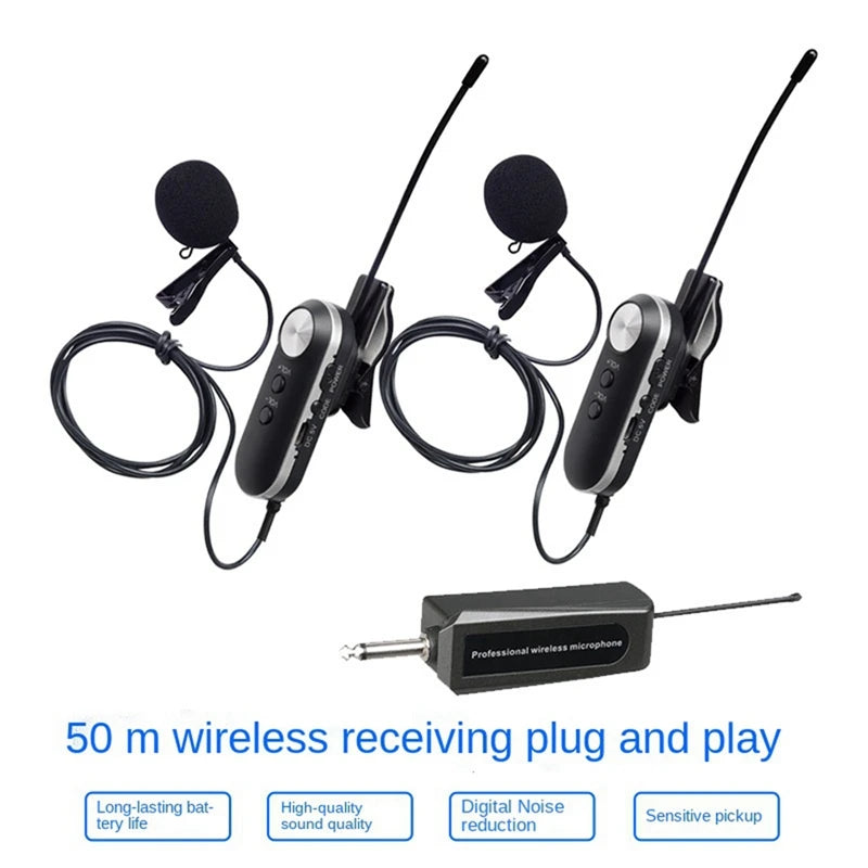 Wireless Lavalier Microphone System Dual Wireless Lapel Mic For Iphone DSLR Camera Youtube Podcast Vlog Interview