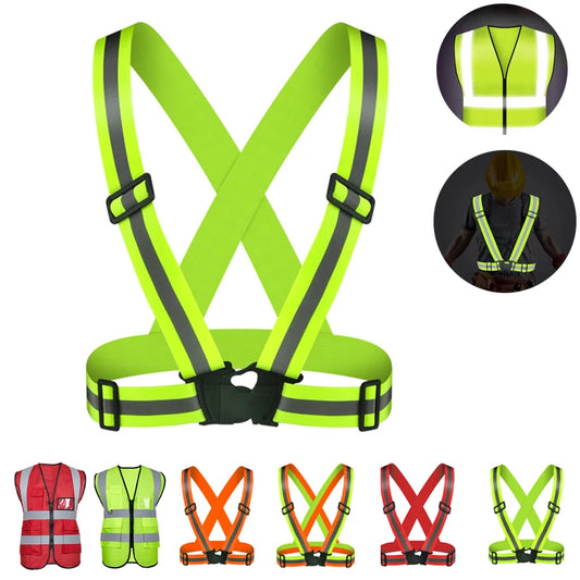 Outdoor Adjustable Safety Vests Night Walking Highlight Reflective Vest Lightweight Biking Safety Straps Waterproof Running Gear