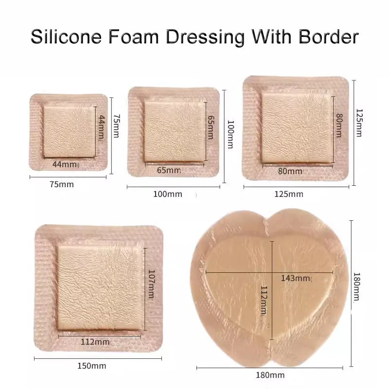 1Pcs Silicone Foam Dressing with Border Adhesive Sterilized Waterproof Wound Dressing Plaster Bandage Home Travel First Aid Kit