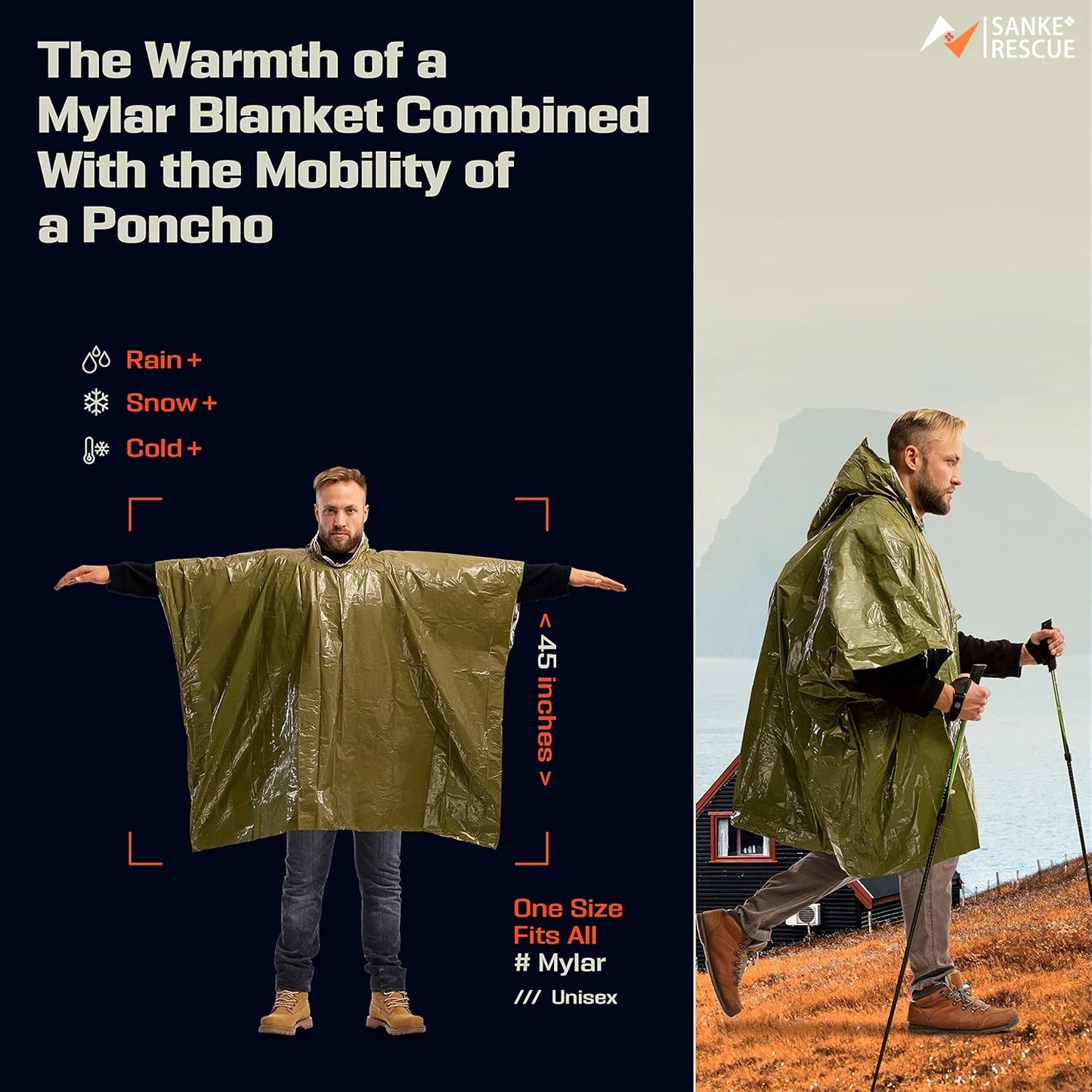 Emergency Waterproof Raincoat Aluminum Film Disposable Poncho Warm Thermal Rainwear Blankets Survival Tools Camping Equipment