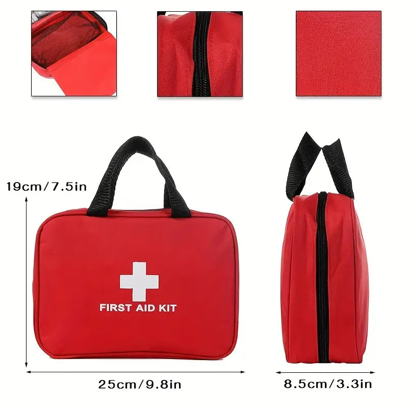 A portable first aid kit: Comprehensive yet compact for home, car, camping and hiking - includes scissors, tweezers and more