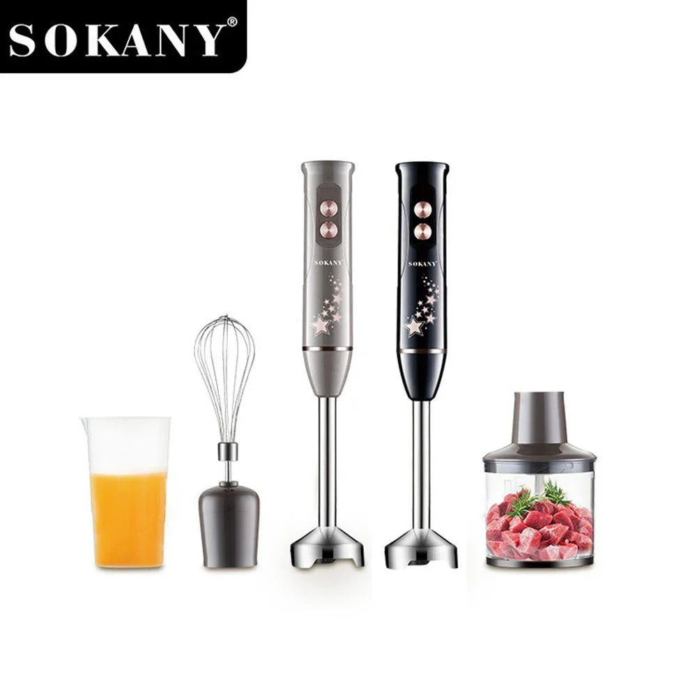 Multi-functional Hand Blender Set, 4-in-1 Two-speed Control, Suitable for Egg Breaking, Chopping, Juicing, Food Processing, Etc