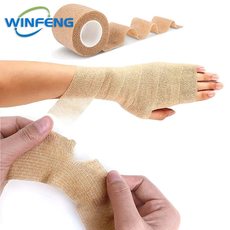 5Pcs Self Adhesive Elastic Bandage First Aid Kit Non-woven Fabric Tape Protective Gear Knee Elbow Support Injury Pad