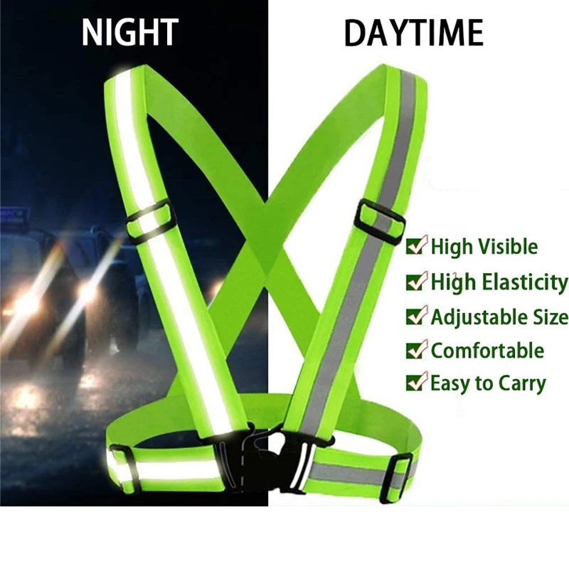 Outdoor Adjustable Safety Vests Night Walking Highlight Reflective Vest Lightweight Biking Safety Straps Waterproof Running Gear