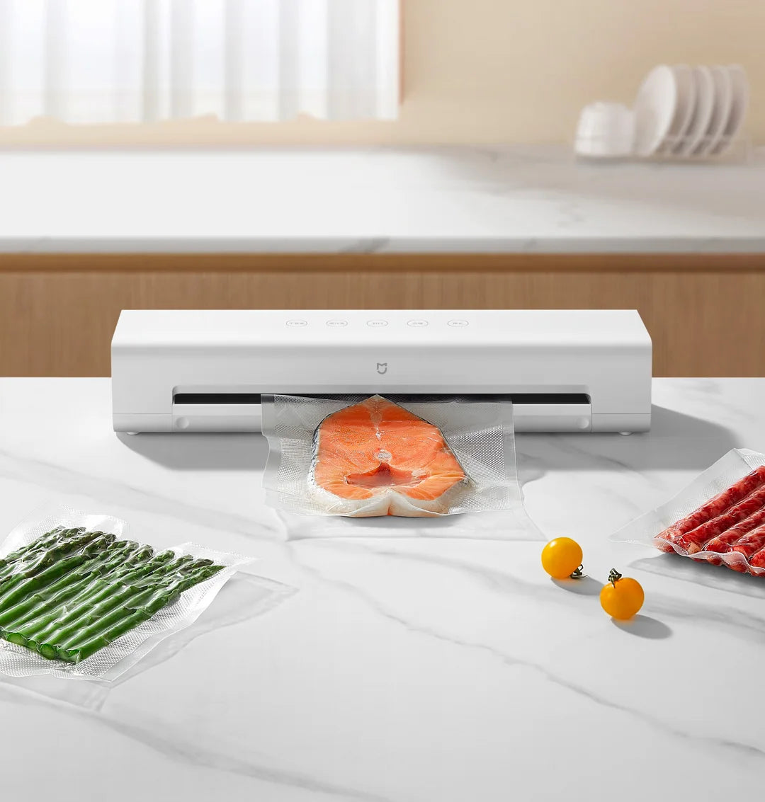 XIAOMI MIJIA Vacuum Sealer Machine,70Kpa Food Vacuum Sealer Machine Preservation Dry/Moist Modes,220V With Free 10pcs Vacuum Bag