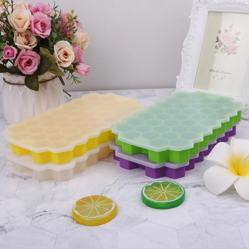 2024 New 37 Grids Honeycomb Mini Ice Maker Cube Eco-Friendly Cavity Silicone Tray Mold