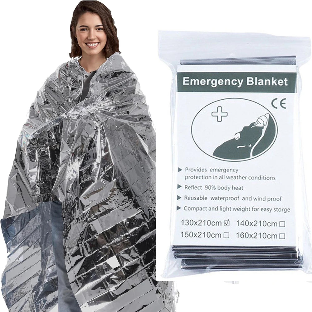 Emergency Mylar Thermal Blanket Foil Space Blanket Designed for NASA Body Warmer Outdoor First Aid Camping Hiking Travel