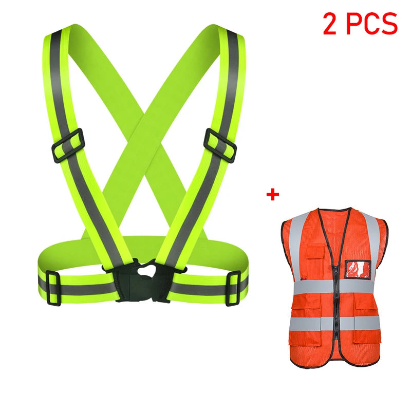 Outdoor Adjustable Safety Vests Night Walking Highlight Reflective Vest Lightweight Biking Safety Straps Waterproof Running Gear