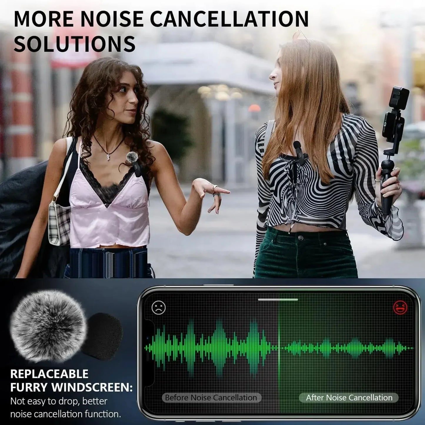 NEW Wireless Lavalier Microphone Mini Audio Video Recording Mic for IPhone Android Outdoor Tiktok Live Broadcast Interview Vlog