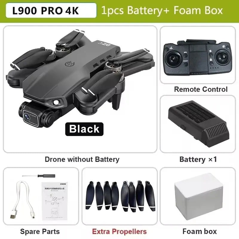 L900 Pro MAX GPS Drone 4K Professional HD Dual Camera 5G Wifi 360° Obstacle Avoidance Brushless Foldable Quadcopter RC Drone Toy