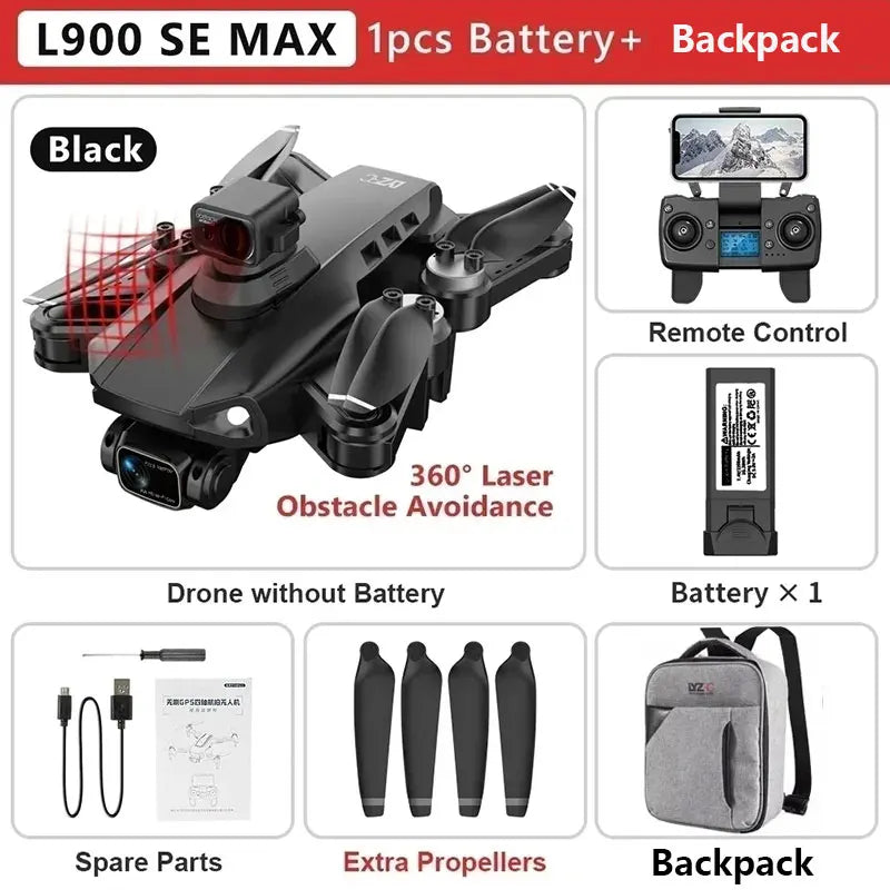 L900 Pro SE MAX GPS Drone 4K Professional Dual HD Camera 5G WIFI 360° Obstacle Avoidance Brushless Motor Rc FPV Quadcopter Dron