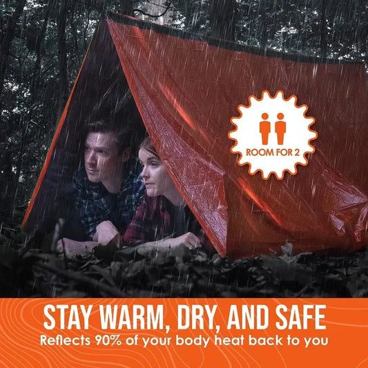 Emergency Survival Shelter Tent, Waterproof Mylar Thermal 2 Person Tube Tent for Hiking Camping Outdoor