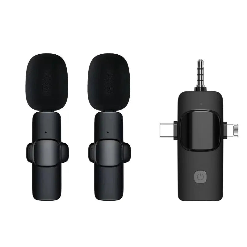 3 IN 1 Wireless Lavalier Microphone Noise Reduction 3.5MM Mini Lapel Mic for IPhone/Android Phone/Camera/Laptop Video Recording