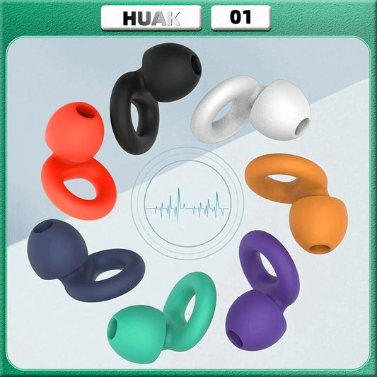 HUAK Quiet Ear Plugs for Noise Reduction – Super Soft, Reusable Hearing Protection for Sleep,Swim, Work 8 Ear Tips in XS/S/M/L