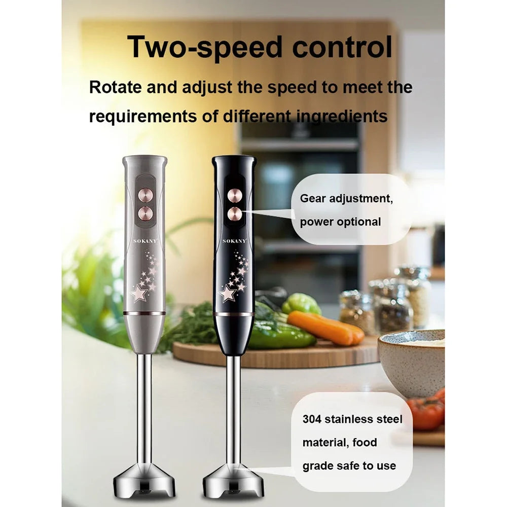 Multi-functional Hand Blender Set, 4-in-1 Two-speed Control, Suitable for Egg Breaking, Chopping, Juicing, Food Processing, Etc