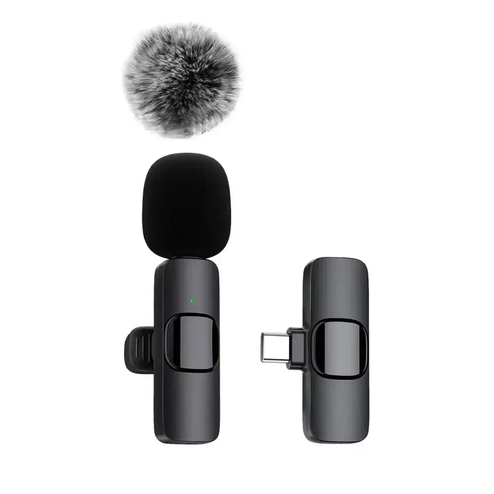 NEW Wireless Lavalier Microphone Mini Audio Video Recording Mic for IPhone Android Outdoor Tiktok Live Broadcast Interview Vlog