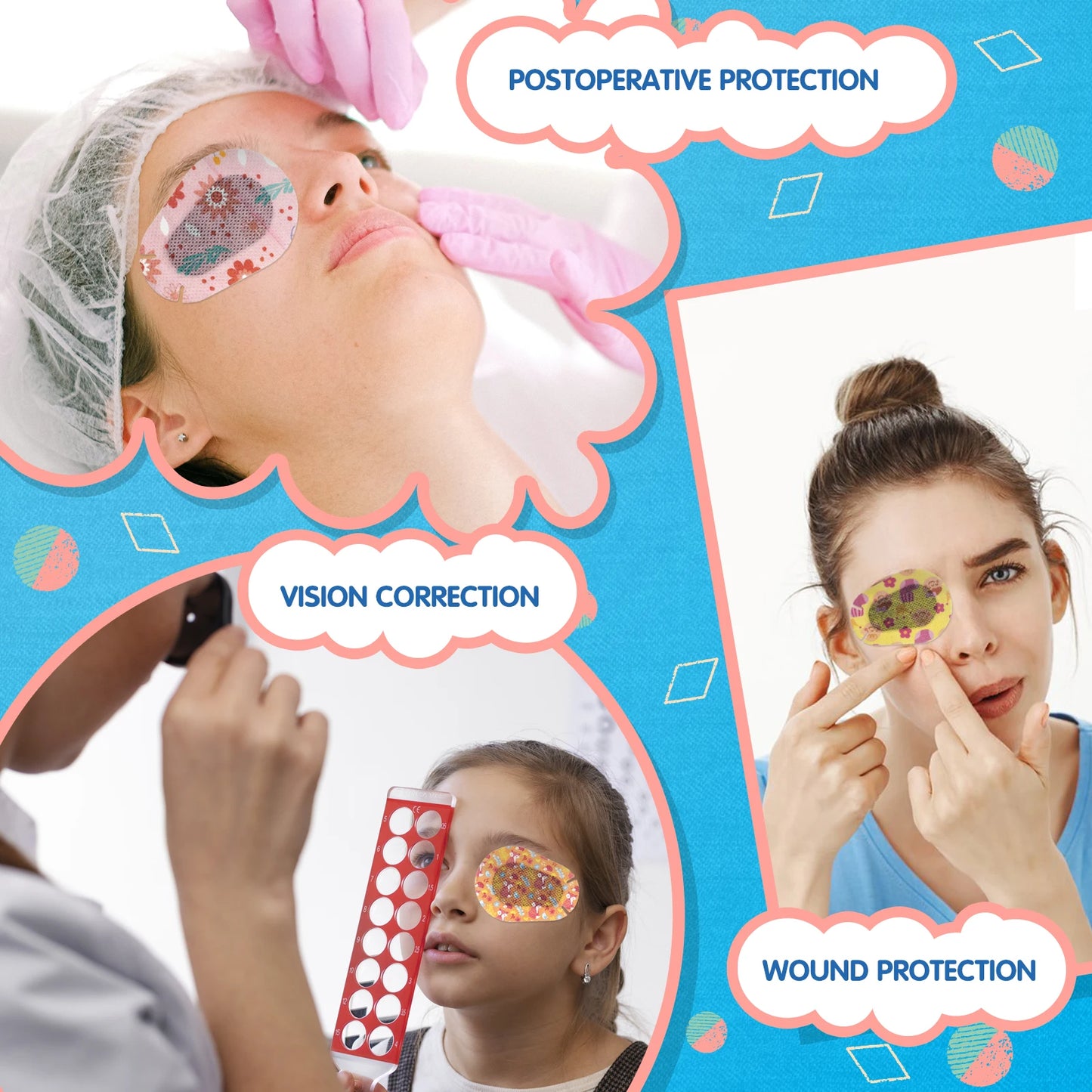 30Pcs Kids Eye Patches Cartoon Adhesive Breathable Amblyopia Bandage Amblyopia Protect Eyesight for Girl Boy Sterile Eye Pad HOT