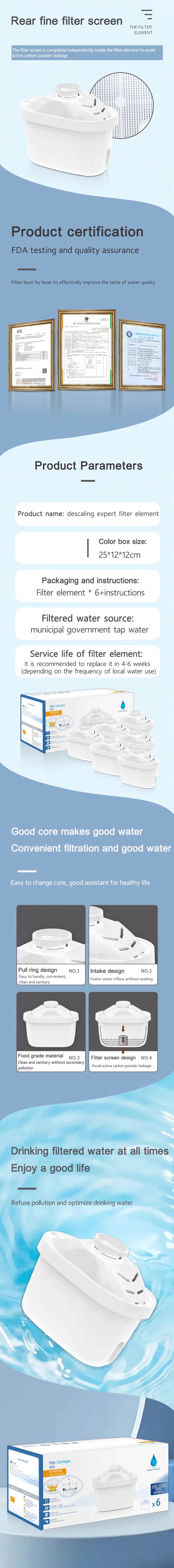 6PCS For Brita Maxtra Water Filters Cartridge Limescale Chlorine Impurities Purify Kettle Activate Carbon Water Filter