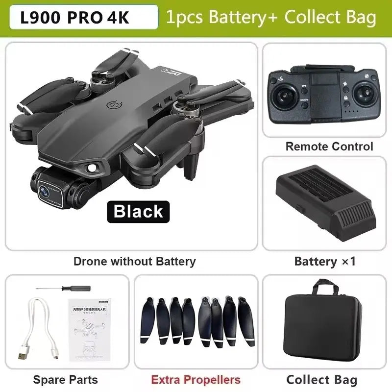 L900 Pro MAX GPS Drone 4K Professional HD Dual Camera 5G Wifi 360° Obstacle Avoidance Brushless Foldable Quadcopter RC Drone Toy