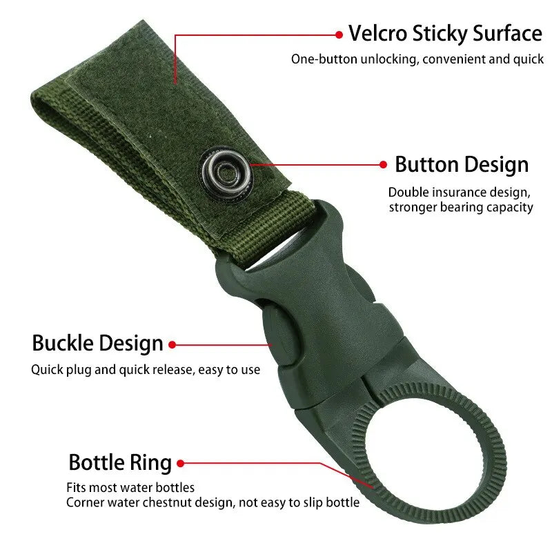 1PCS Webbing Buckle Hook Water Bottle Holder Camping Outdoor Security Escape Supplies Nylon Webbing Buckle Carabiner Belt Clip