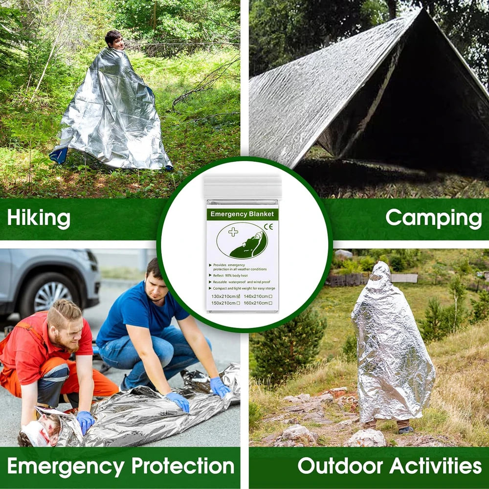 Emergency Mylar Thermal Blanket Foil Space Blanket Designed for NASA Body Warmer Outdoor First Aid Camping Hiking Travel