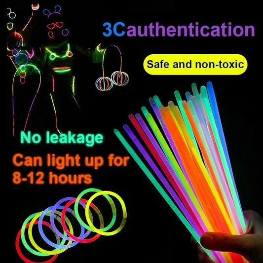 Fluorescence Glow Sticks Toys Bracelets Fun Necklace Neon Wedding Party Colorful Bright Lights Christmas/Halloween Decoration