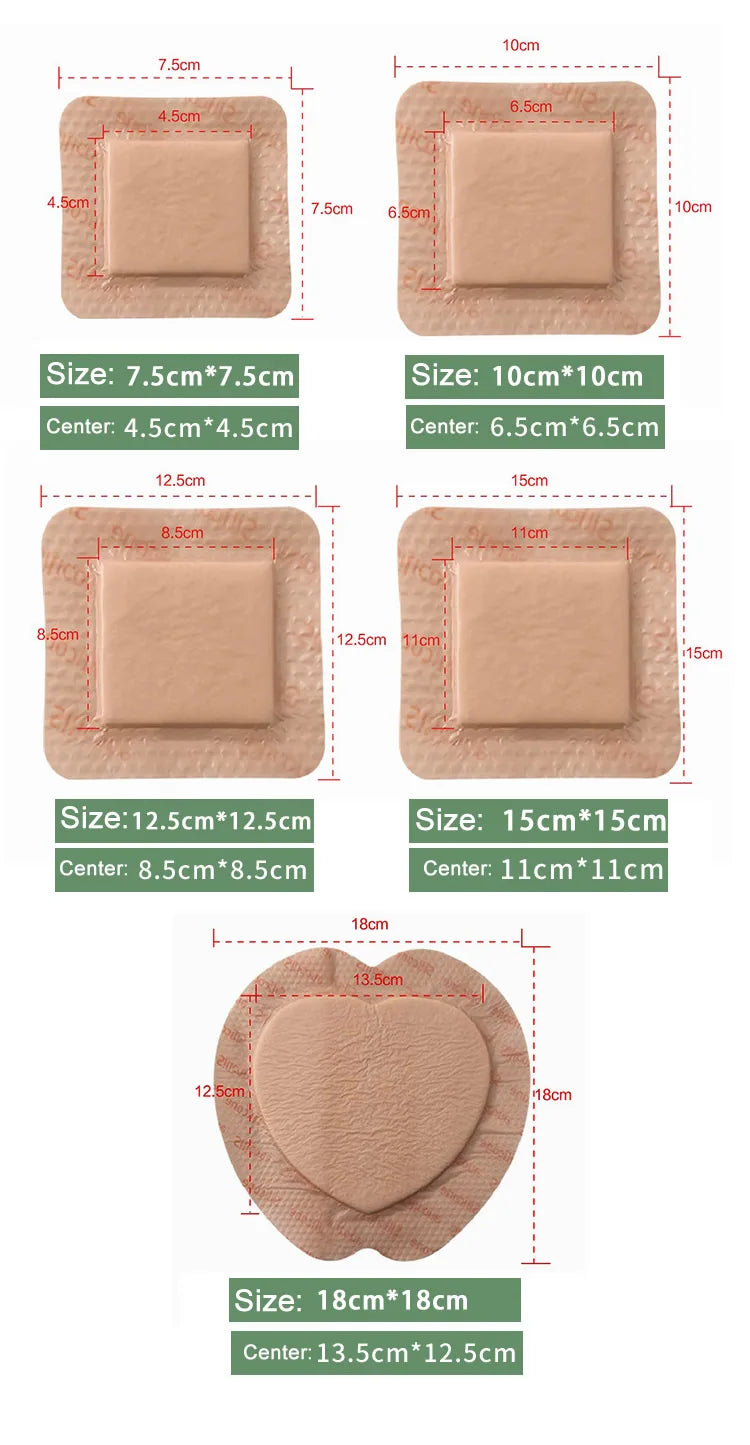 1Pcs Silicone Foam Dressing with Border Adhesive Sterilized Waterproof Wound Dressing Plaster Bandage Home Travel First Aid Kit