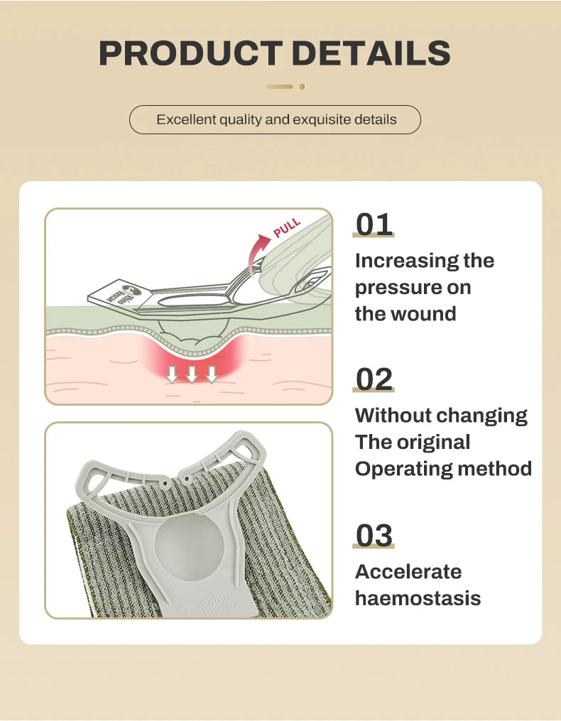 6 Inch Pressure Emergency Bandage, Rhino Rescue Compression Trauma Wound Dressing, Medical Combat  First Aid Kit IFAK Supplies,