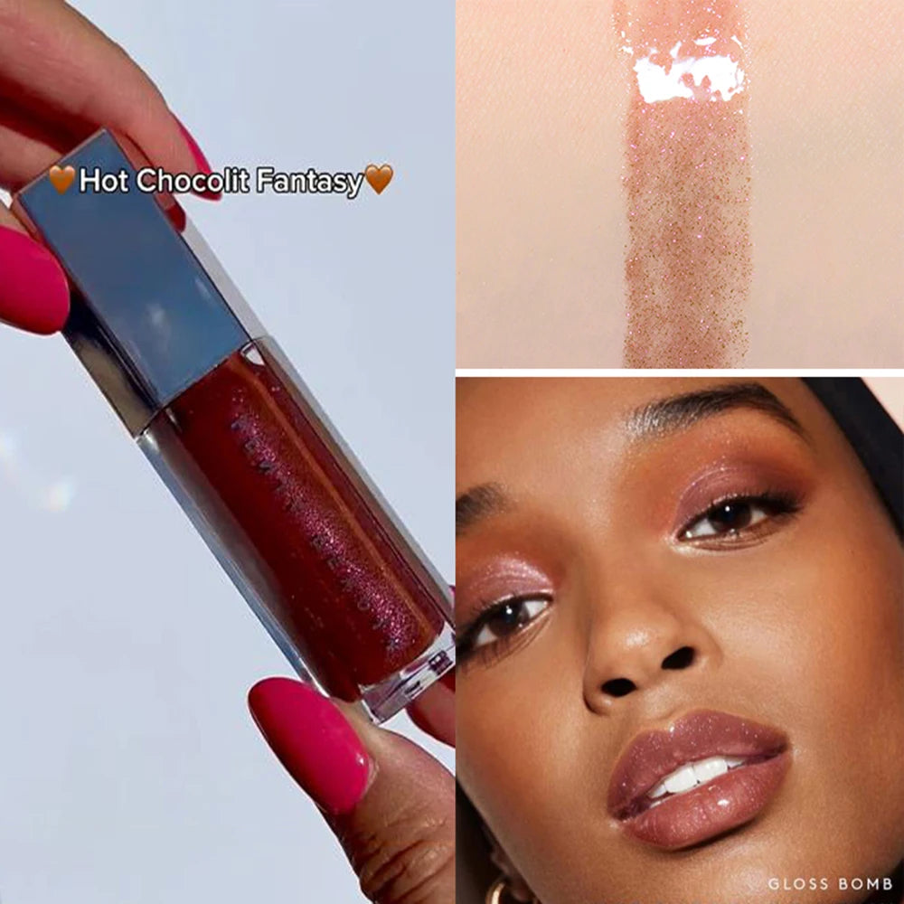 FB Gloss Bomb Cream Heat High Shine Lip Gloss Glitter Moisturizing Plumper Long Lasting Liquid Lipstick 9ml