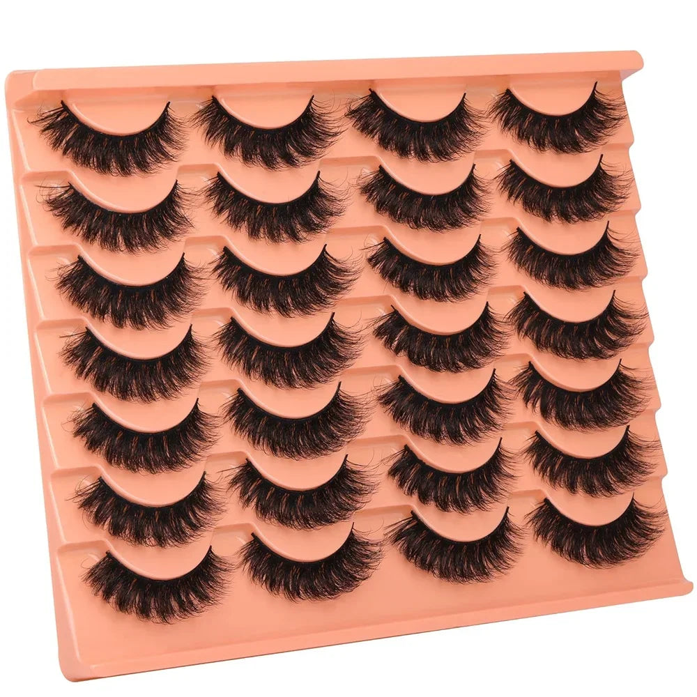 14 Pairs Natural Look False Eyelashes Thick Fluffy Faux Mink Lashes Pack   Cat Eye Lashes that Look Like Extensions Black