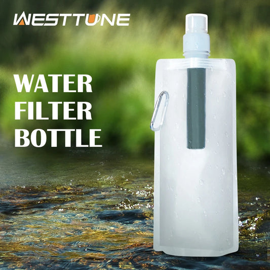 Outdoor Water Filter Straw Bottle for Survival or Emergency Supplies Camping Purification Water Purifier Bag Camping Hiking