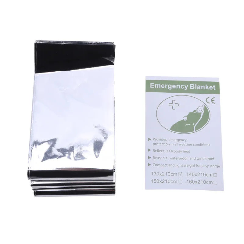 Emergent Blanket Mylar Thermal Outdoor Survive First Aid Kit Rescue Space Foil Camp Hike Mountaineer Bug Out Bag Heat Retain