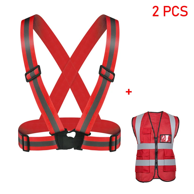 Outdoor Adjustable Safety Vests Night Walking Highlight Reflective Vest Lightweight Biking Safety Straps Waterproof Running Gear