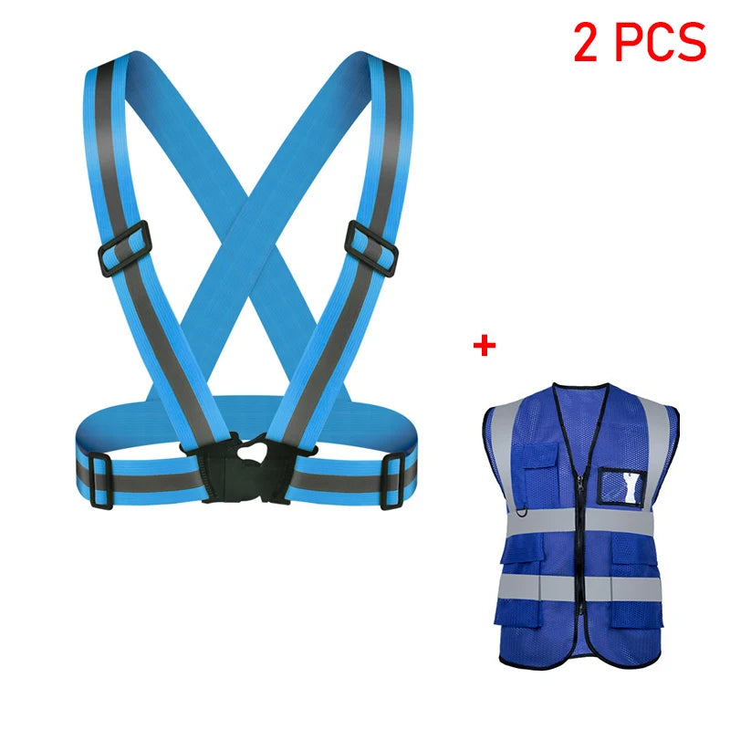 Outdoor Adjustable Safety Vests Night Walking Highlight Reflective Vest Lightweight Biking Safety Straps Waterproof Running Gear