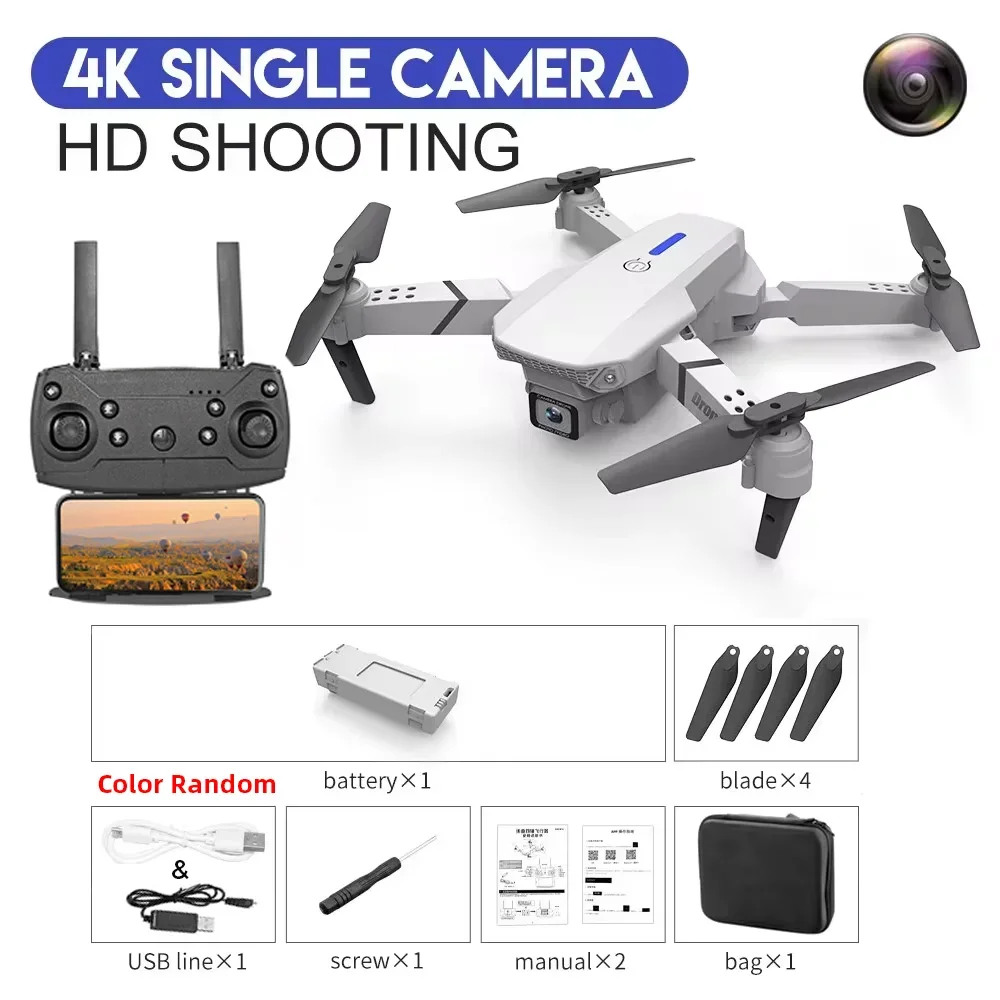 KBDFA 2023 New E88 Pro WIFI FPV Drone Wide Angle HD 4K 1080P Camera Height Hold RC Foldable Quadcopter Dron Helicopter Toys Gift