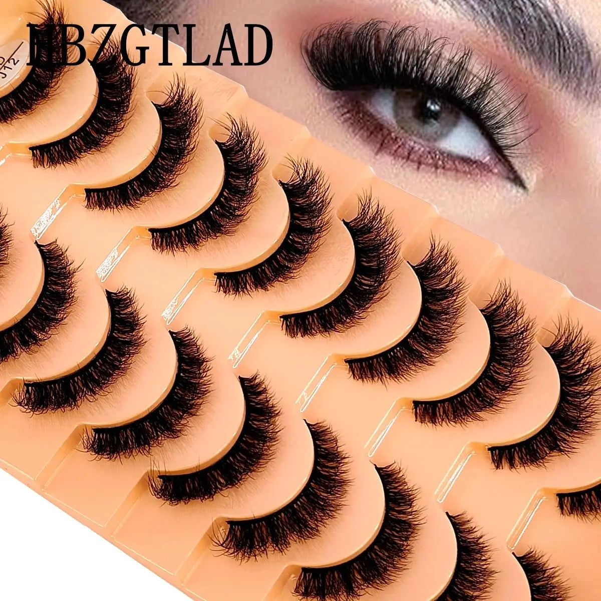 HBZGTLAD 10 Pairs Faux Mink Eyelashes Handmade False Eyelashes Natural Nude Makeup Simulation Cross Messy Eye 3D Curly Eyelashes