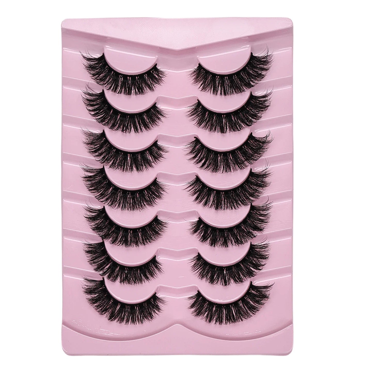 7 Pairs False Eyelashes Wispy Lashes Natural Look Fake Eyelashes Cat Eye Lashes Fake Fluffy Strip False Lashes Pack