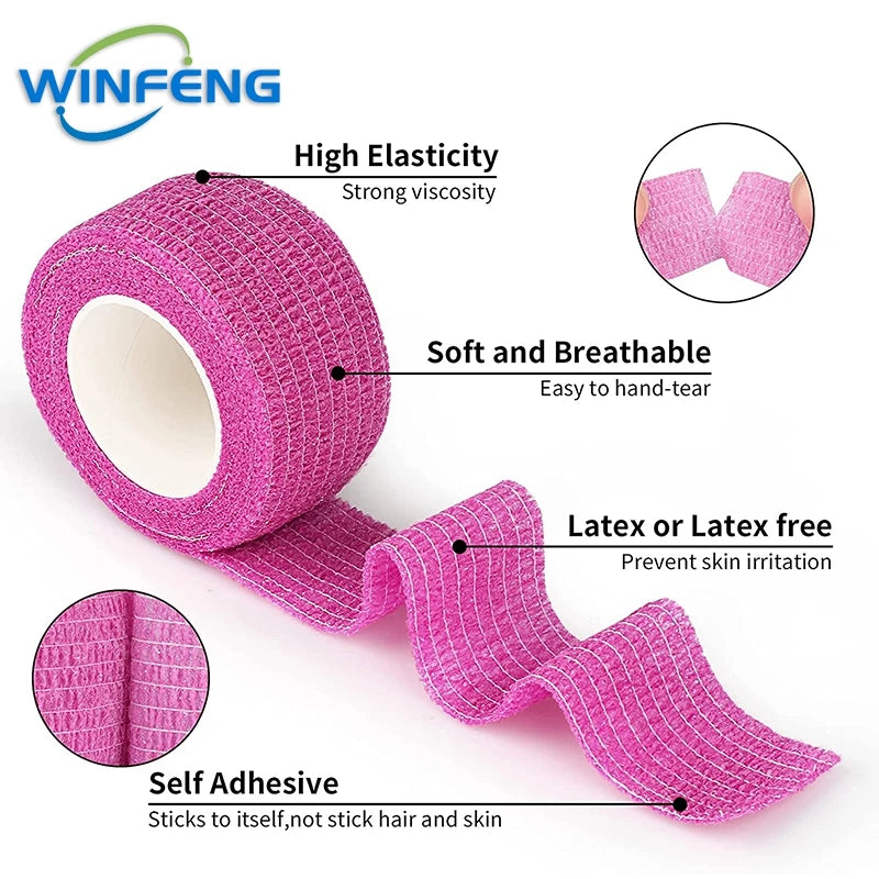 5Pcs Self Adhesive Elastic Bandage First Aid Kit Non-woven Fabric Tape Protective Gear Knee Elbow Support Injury Pad