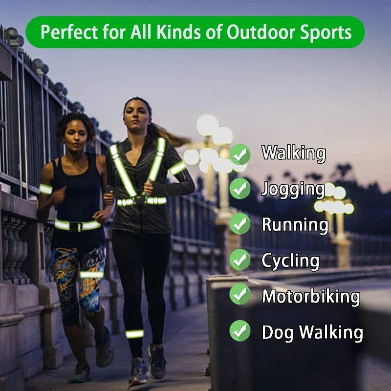 Outdoor Adjustable Safety Vests Night Walking Highlight Reflective Vest Lightweight Biking Safety Straps Waterproof Running Gear