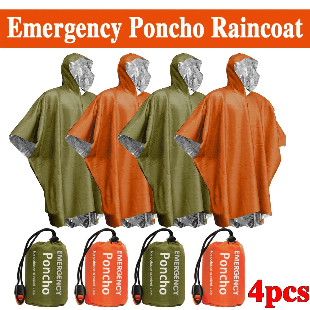 Emergency Waterproof Raincoat Aluminum Film Disposable Poncho Warm Thermal Rainwear Blankets Survival Tools Camping Equipment