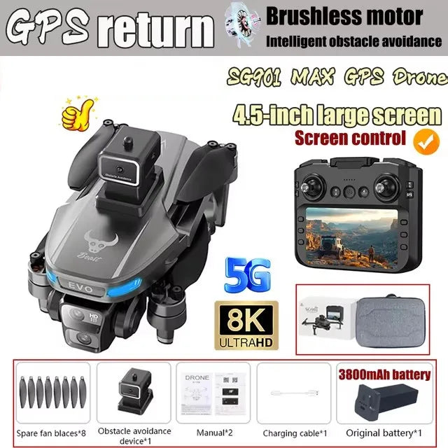 New SG901 MAX GPS Drone Professional 8K Camera Aerial FPV Brush Avoiding Obstacle with Large Screen Remote Control Folding Dron