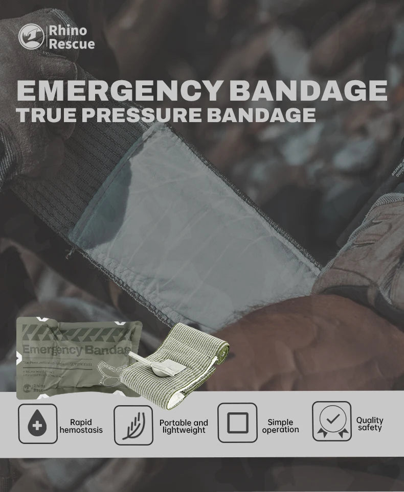 6 Inch Pressure Emergency Bandage, Rhino Rescue Compression Trauma Wound Dressing, Medical Combat  First Aid Kit IFAK Supplies,